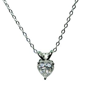 925 Silver Certified 1 Carat Moissanite Heart Pendant Necklace